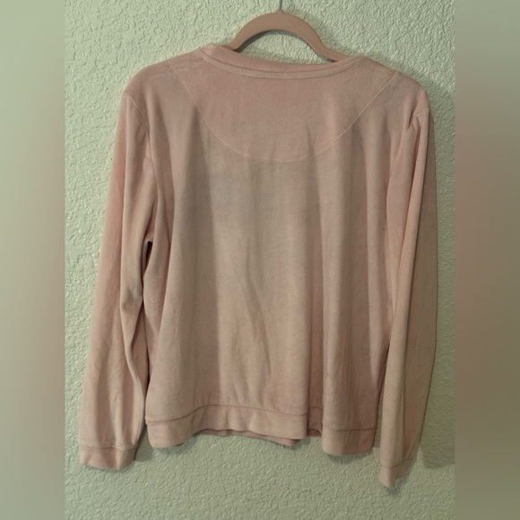 Juicy Couture pink velour long-sleeve top with a rhinestone logo size L in EUC - Picture 3 of 3